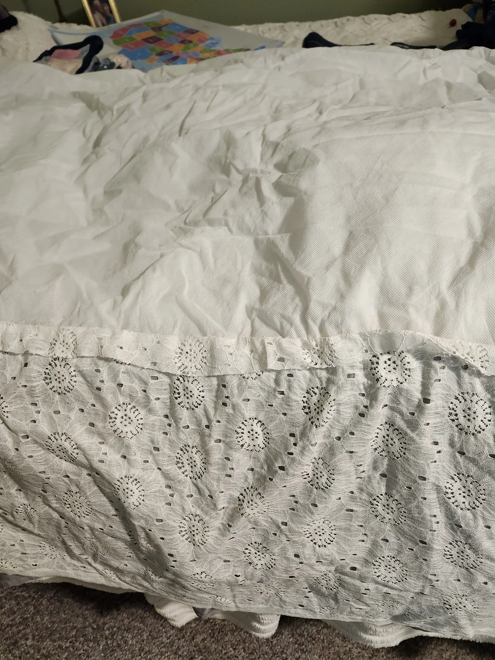 White Eyelet Cotton Bed Skirt - Classic Bedding